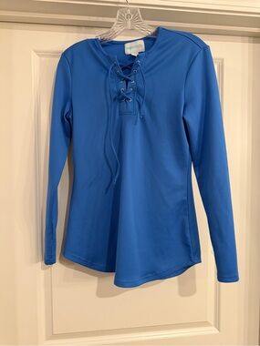 Costa Bright Blue Lace-Up Long Sleeve Top